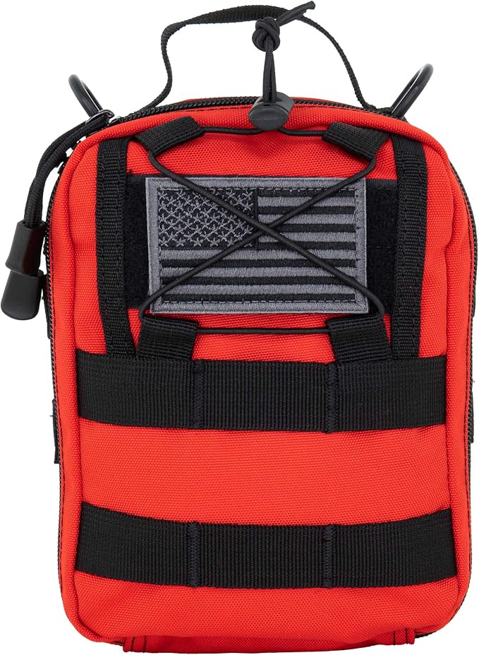 LINE2design First Aid (Ifak) Pouch EMS Bag - EMT Emergency Medical Trauma Pack Bags Tactical EDC Rescue Utility Gear IFAK Bags for Hiking Gunshot Stop Bleeding Includes USA Patch - Red