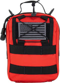 LINE2design First Aid (Ifak) Pouch EMS Bag - EMT Emergency Medical Trauma Pack Bags Tactical EDC Rescue Utility Gear IFAK Bags for Hiking Gunshot Stop Bleeding Includes USA Patch - Red