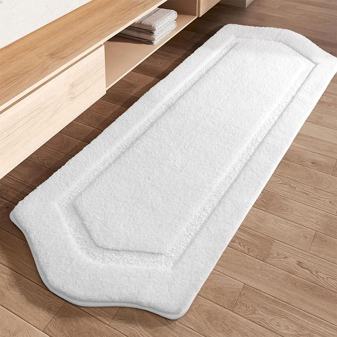 Bathroom Rugs Runner 24x60, Long Bath Rug Non-Slip, Extra Soft Absorbent Shaggy Large Bath Mats for Bathroom, White