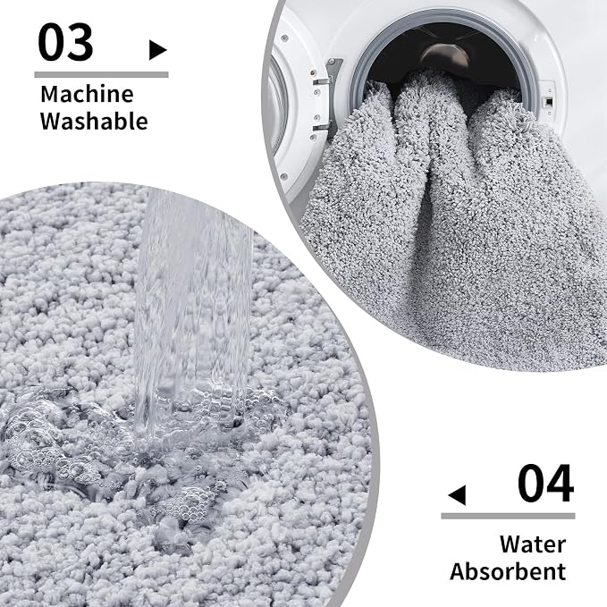 Disolla Bathrom Runner Rug 24x70 - Extra Large Soft Plush Bath Mat, Thick Long Non-Slip Shaggy Floor Mat, Ultra-Absorbent for Master Bathroom Vanity, Silver Grey