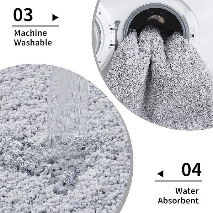 Disolla Bathroom Rug 20x32 - Non-Slip Plush Thick Bath Mat, Highly Absorbent & Ultra Soft Fluffy Floor Mat, Machine Washable for Shower and Tub, Silver Grey