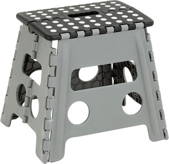 Honey-Can-Do TBL-02977 Folding Step Stool with Anti-Slip Surface, 12.8-Inch,Multicolor, 300 lbs