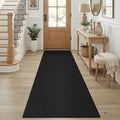 KOZYFLY Black Runners for Hallway 2.5'x8', Washable Runner Rug, Woven Non Slip Kitchen Runner, Braided Entryway Rug, Floor Carpet for Foyer, Bedroom, Hall, Black/Dark Grey