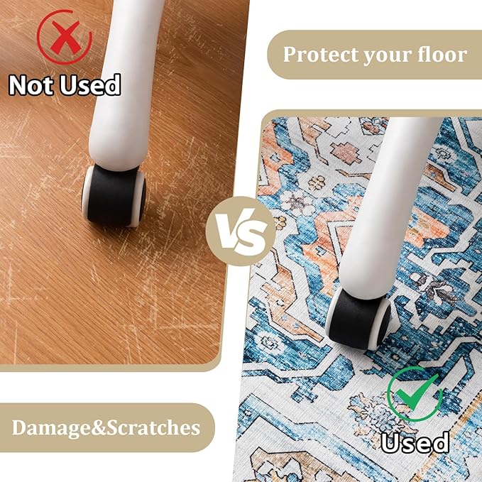 chakme Office Chair Mat for Hardwood Floor, 72"x48" Easy Glide Computer Desk Mat Protector for Rolling Chair Under Desk Rug Nonslip Backing, Machine Wash, (Boho)