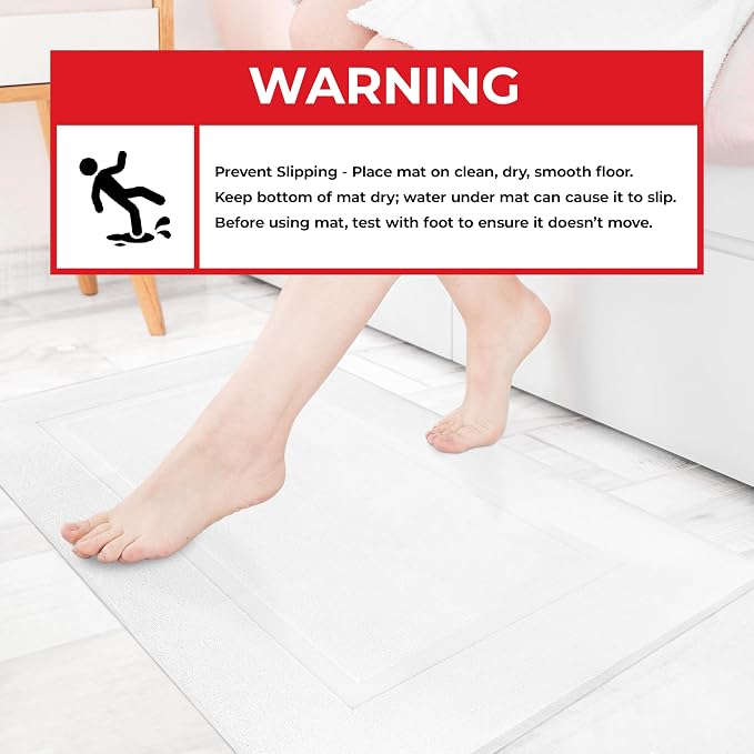 Cotton Paradise 100% Cotton Turkish Bathmat Set, Soft Absorbent Quick Dry, 2 Piece 20x34 Bathmat Floor Set, Snow White