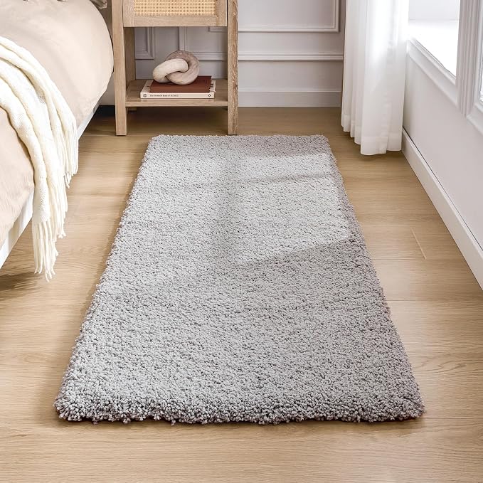 Disolla Grey Bathrom Runner Rug 24x59 - Large Soft Plush Bath Mat, Thick Long Non-Slip Shaggy Floor Mat, Ultra-Absorbent for Master Bathroom Bedroom