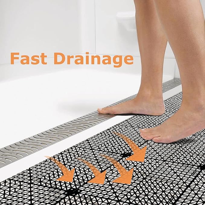 12 Pack Interlocking Floor Tiles 11.8" x 11.8" Interlocking Rubber Floor Mat Outdoor Non Slip Splicing Drainage Mats for Shower, Deck, Pool, Patio, Balcony, Kitchen, Yard