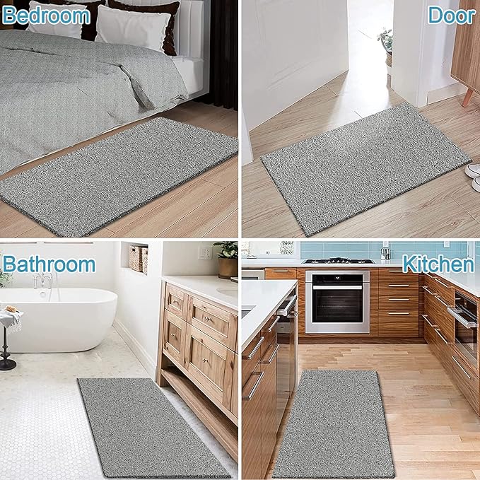 godehone Shower Mats Non Slip Without Suction Cups, PVC Loofah Bathroom Mats, Loofah Mats for Shower and Bathroom, Quick Drying, 23.6× 47.2 Inch, Grey