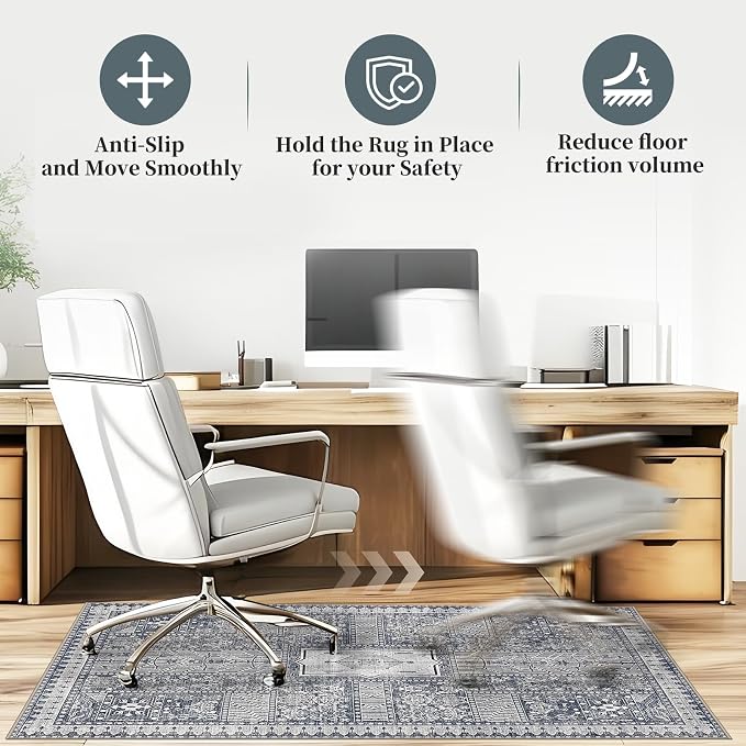 Office Chair Mat for Hardwood Floor & Tile Floor,36"X 48" Heavy Duty Desk Chair Mat for Hard Floors, Under Desk Rug for Rolling Computer Chair,Anti Slip,Low Pile Carpet Floor Protector-Grey
