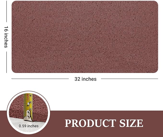 LuxStep Shower Mat Bathtub Mat,32x16 inch, Non-Slip Bath Mat with Drain, Quick Drying PVC Loofah Bathmat for Tub,Shower,Bathroom,Reddish Brown