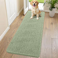Smiry Dog Door Mat for Muddy Paws 70x24, Absorbent Dirt Trapper, Non-Slip Washable Chenille Entryway Rug for Inside Floor, Sage Green, Classic Solid