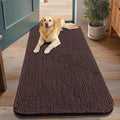 Smiry Dog Door Mat for Muddy Paws 48x30, Absorbent Dirt Trapper, Non-Slip Washable Chenille Entryway Rug for Inside Floor, Brown, Classic Solid