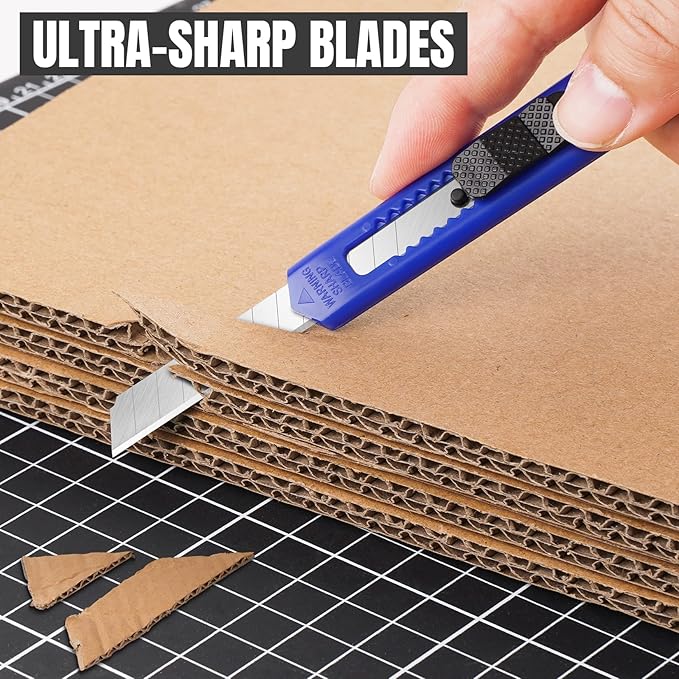 18 Pack Box Cutter, Utility Knife with 9MM Snap-Off Blade, Lightweight Razor Knife for Home, Office, Crafts, Box Cutter Knife Exacto Knife Perfect for Boxes, Carton, Cardboard