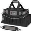 SCAVATA Wearable Cleaning Caddy Bag, Cleaning Caddy Supplies Organizer with Handle & Shoulder Straps for Housekeepers, Under Sink & Car Cleaning Tool Organizers with 4 Foldable Divider (DarkGrey)