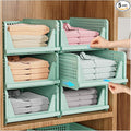SNSLXH 5 Pack Stackable Closet Organizer Box, Multifunctional & Foldable Closet Storage Basket for Bathroom Kitchen Laundry Room Wardrobe Storage, Space-Saving Clothes Storage Drawer Organizer, Green
