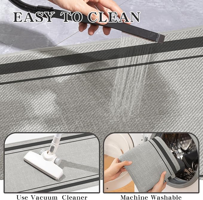 chakme Bathroom Rugs Mat 59x24, Ultra Thin Non Slip Bath Mat Large Quick Dry Absorbent Bath Mat for Bathroom Floor, (Dark Grey, 59"x24")