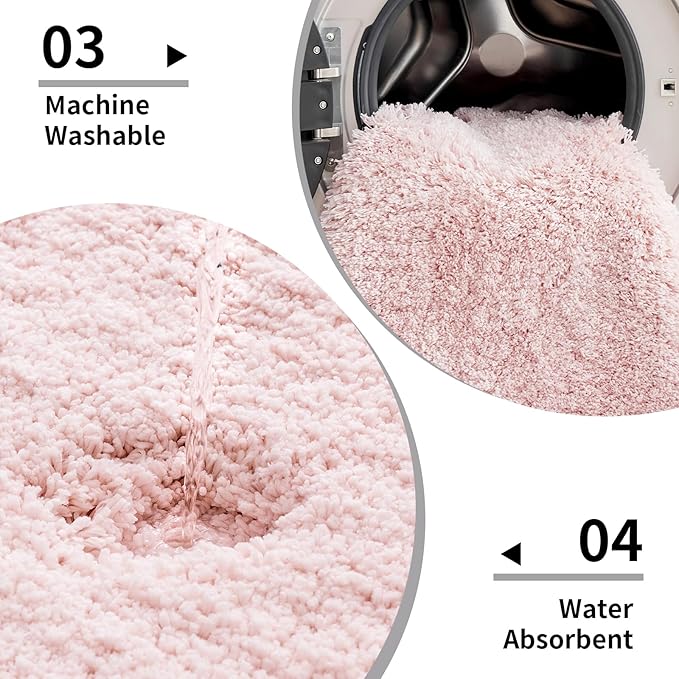 Disolla Bathroom Runner Rug 24x59 Non Slip Fluffy Long Bath Mat for Bathroom Floor Washable Plush Luxury Bath Rug for Tub Absorbent Shower Sink Mat Bedside Rug, Sakura Pink