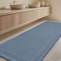 IM HOME Extra Large Waffle Bath Mat, Boho Bathroom Rugs Absorbent Non Slip, Ultra Soft Bathroom Mat, Machine Washable Knit Bath Rugs with Border for Bathroom, Bedroom, Kitchen, Shower, 6'x2', Blue