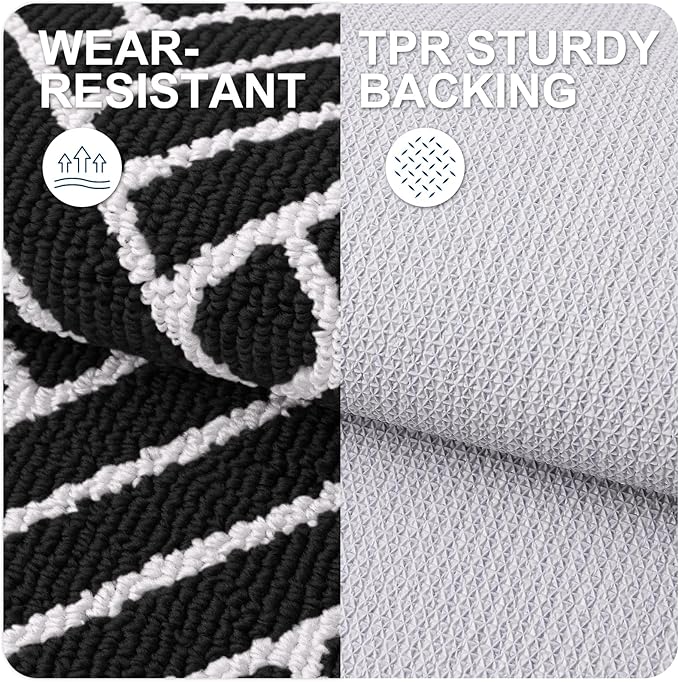 OLANLY Indoor Door Mat, 40x32 Inch, Dirt Resistant and Absorbent, Non-Slip Rubber Backing Floor Mats, Easy Clean Low-Profile Doormat for Entryway, Front Door, and Inside Entrance, Deep Black