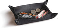 Main Street Forge Leather Valet Tray for Men – Rustic EDC Organizer for Keys, Phone & Wallet – Made in USA – Midnight Black