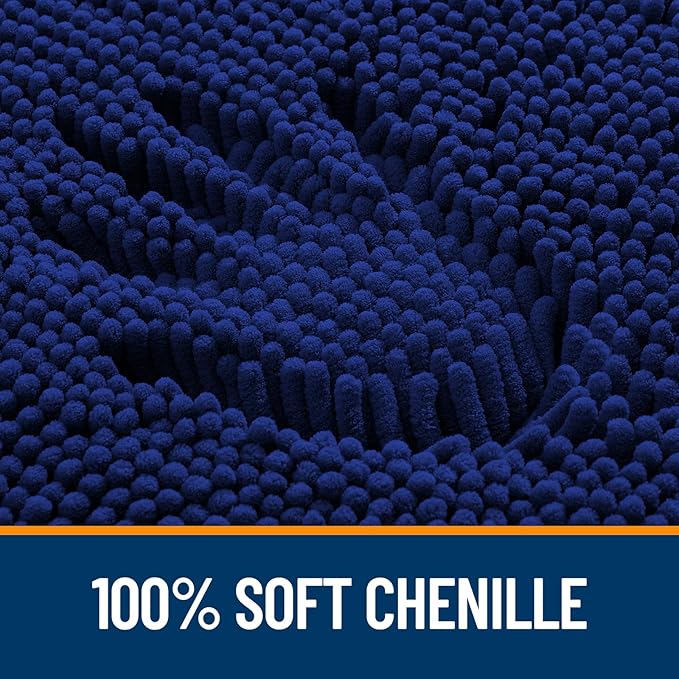 OLANLY Large Bathroom Rugs 44x32, Extra Soft Absorbent Chenille Bath Rugs, Rubber Backing Quick Dry, Machine Washable Bath Mats for Bathroom Floor, Tub and Shower, Home Decor Accessories, Navy
