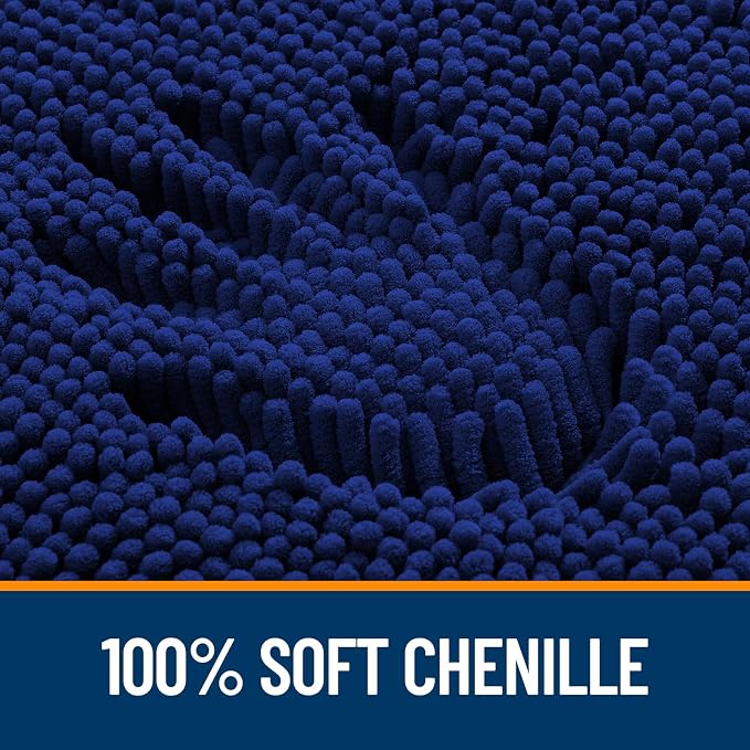 OLANLY Large Bathroom Rugs 40x24, Extra Soft Absorbent Chenille Bath Rugs, Rubber Backing Quick Dry, Machine Washable Bath Mats for Bathroom Floor, Tub and Shower, Home Decor Accessories, Navy