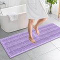 OLANLY Thick Bathroom Runner Rugs 59x20, Absorbent Chenille Striped Bath Rugs, Rubber Backing, Machine Wash, Extra Long Bath Mats for Bathroom Floor, Tub and Shower, Home Decor Accessories, Lavender