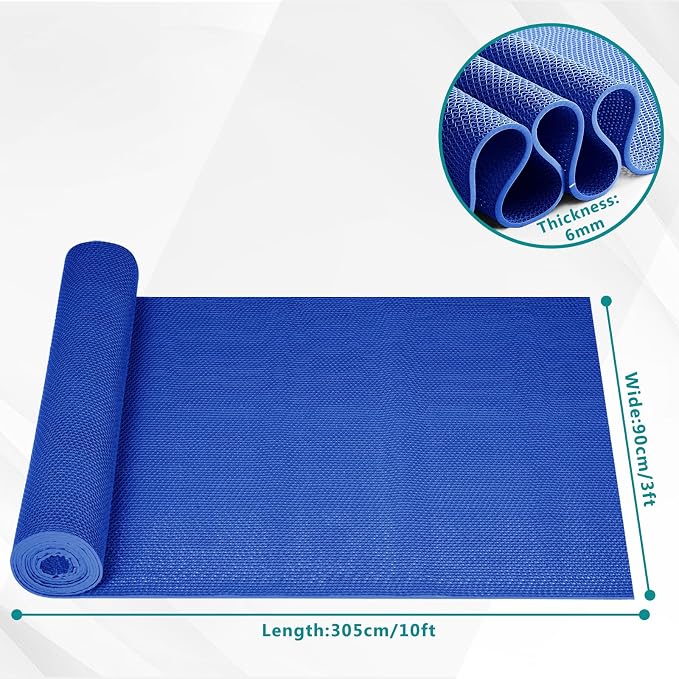 WochiTV Non Slip Drainage Mats PVC Pool Floor Mat 0.23'' Thick Outdoor Indoor Parking Space Mat for Bathroom Garage Basement Backyard Commercial Kitchen 3x10Ft Blue