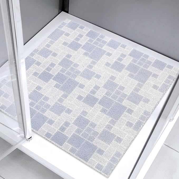Square Shower Mat 32x32 Inch Non Slip Bath Mat for Inside Shower Loofah Shower Mat for Elderly Soft Textured Foot Massage Pad Bathroom Floor Mat for Wet Area, Without Suction Cups, Quick Drying