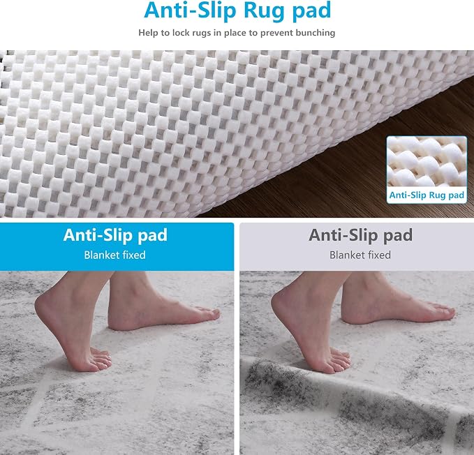 Non Slip Area Rug Pads Non Skid Rug Gripper 6 Feet Round Extra Thick Pad Anti-Slip Carpet Rug Mats for Hardwood Surface Floors, Keep Rugs Safe and in Place (6 Ft Round)