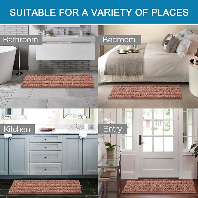 H.VERSAILTEX Bathroom Rugs Bath Mat Runner Rug Non Slip Kitchen Rug Extra Long Bath Rug Runners Oversized 59" x 20" Absorbent Washable Dry Fast Plush Area Rug for Bathroom/Bedroom - Muted Clay