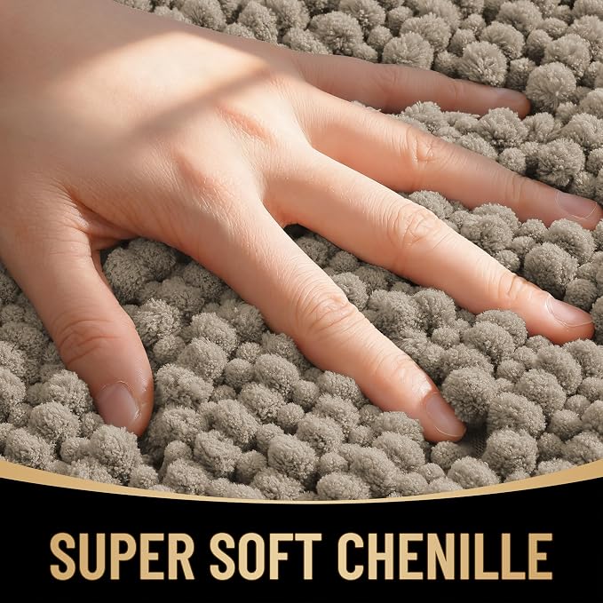 OLANLY Thick Bathroom Rugs 30x20, Extra Soft Absorbent Chenille Bath Rugs, Rubber Backing, Machine Wash Dry, Bath Mats for Bathroom Floor, Tub and Shower, Home Decor Accessories, Warm Taupe