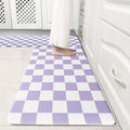 Purple Checkered Grid Checkerboard Kitchen Rug Sets [2 PCs], Anti-Fatigue, Waterproof Non-Slip Kitchen Mats Heavy Duty Ergonomic Comfort Foam Rug for Floor, Home, Laundry,17"x29"+17"x47"