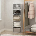 Furinno Reed Closet Organizers and Storage, 5-Tier Closet Organizer, Open Shelf Closet Storage, for Wardrobe, Bedroom, Living Room, White