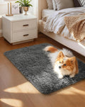 Ophanie Small Rug Washable Non Slip Throw Bedside Area Rugs, Fluffy Soft Mini Bedroom Carpet, Door Entryway Indoor Inside Front Entrance 1.5x2.5 Mat, Home Decor Aesthetic, Grey