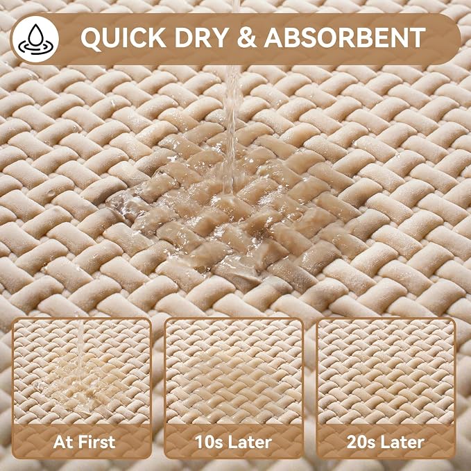 YDKGL Bathroom Rugs Non Slip, Super Absorbent Quick Dry Bath Mats for Bathroom, Foam Weave Texture Thin Bath Rugs Washable with Rubber Backing Fit Under Door Outside Shower, 20” x 31“
