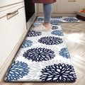Kitchen Mats Set of 2 Cushioned Anti Fatigue Kitchen Rugs Non Slip Waterproof Runner Memory Foam Kitchen Floor Mat Comfort Standing Mat for Sink, Office, Laundry, Navy Teal