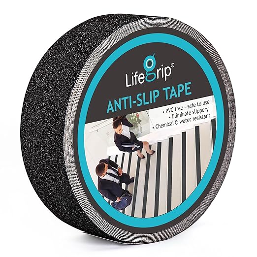 LifeGrip Stay on Track Anti Slip Traction Tape, 2 Inch x 60 Foot - Best Grip, Friction, Abrasive Adhesive for Stairs, Tread Step, Indoor, Outdoor (2" X 60')