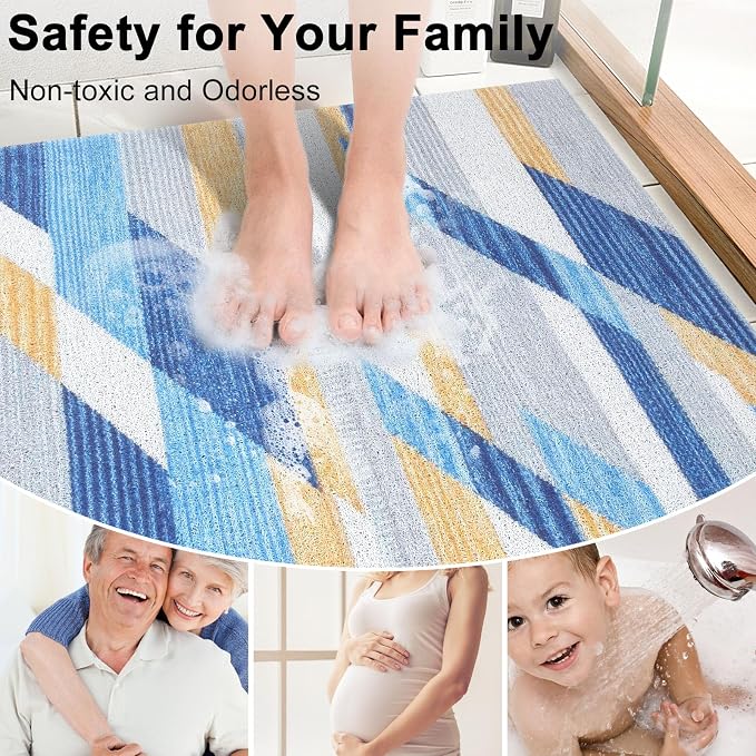 Square Shower Mat, 32x32 Inch Extra Large Non Slip Shower Mats for Inside Shower, Soft PVC Loofah Shower Mat Anti Slip Quick Drying, Shower Stall Mats for Home, Holtel, Bathroom