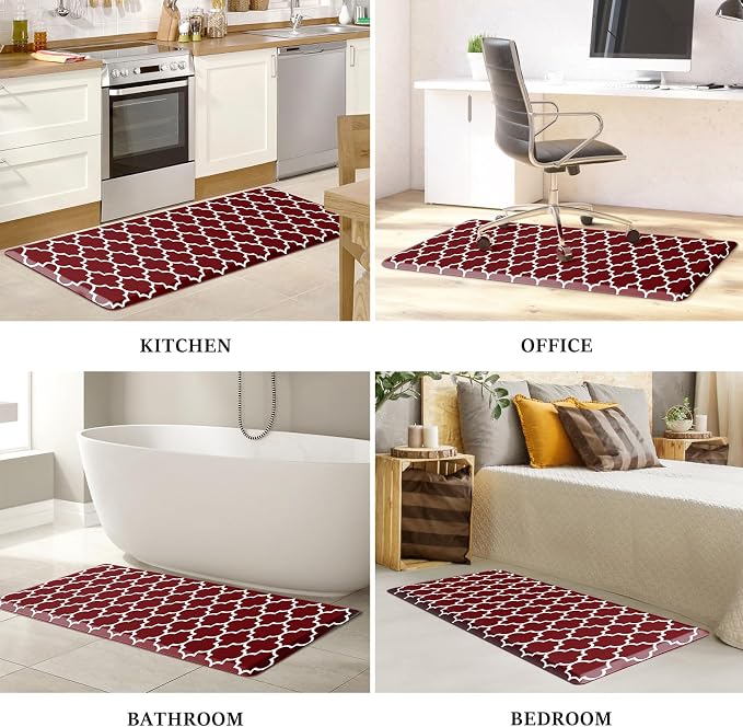 WISELIFE Anti Fatigue Floor Mat - 4/5 Inch Thick Kitchen Mat Non Slip Waterproof Heavy Duty Ergonomic Comfort Mat Durable for Home, Office, Sink, Laundry,(22" x 54", Red)