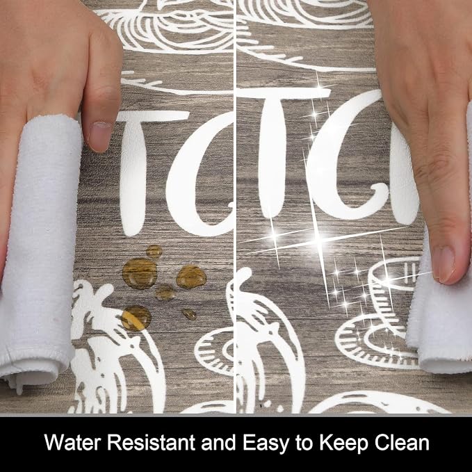 HEBE Kitchen Rugs Set of 2, Cushioned Anti Fatigue Kitchen Mats for Floor, Non Slip Waterproof Comfort Standing Desk Mat Carpet for Sink, Stove, Laundry Room