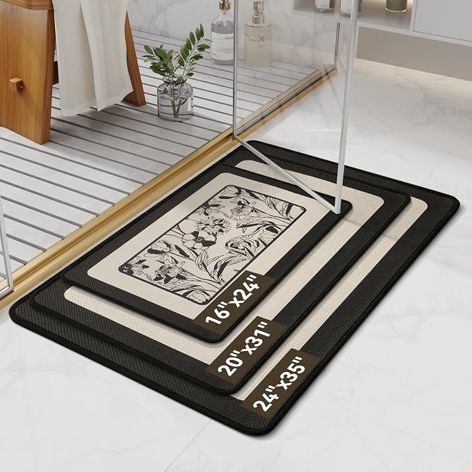 YDKGL Bathroom Rugs, Ultra Thin Bath Mat Fit Under Door Super Absorbent Non Slip Quick Dry Bath Mat, Rubber Backing Shower Mat Outside Shower