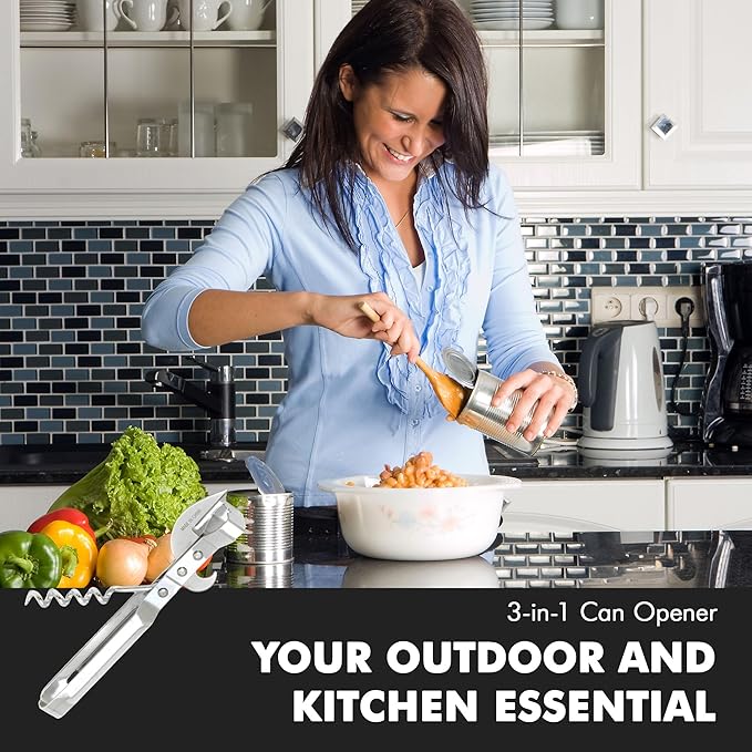 Chef Craft Select 3-in-1 Can Opener, 6 inches in length, Stainless Steel