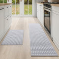 YDKGL Kitchen Mat Kitchen Rugs Sets of 2 PCS Non Slip Washable, Super Absorbent Soft Braided Kitchen Mats for Floor, Rubber Backing Comfort Standing Kitchen Sink Mat Runner Rug, Gray 17"x28"+17"x59"