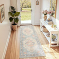 RELEANY Area Rugs Runner 2'x6' Washable Non-Slip, Floral Vintage Distress Medallion Carpet for Kitchen Hallway Bedroom Beside Laundry Room Bathroom, Blue Orange Red