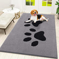 Smiry Dog Door Mat for Muddy Paws, Absorbs Moisture and Dirt, Low-Profile Entryway Mat with Non-Slip Backing, Entry Indoor Outdoor Doormat for Inside Floor (40x32 Inches, Grey, Paw)