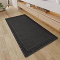 RESARE Waffle Bathroom Runner Rugs, Super Absorbent Bath Mat Non Slip Washable Quick Dry, Upgraded Ultra Soft Boho Bath Rugs with Tassels, Farmhouse Home Decor Accessories, 2'x4'(24"x48") Black
