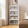 SAILUN 116Gal/464Qt Stackable Storage Bins Folding Collapsible Storage Bins with a Lid, Closet Organizers and Storage,White 26" W x 17" D x 56.7" H