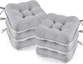 BETU Chair Cushions for Dining Chairs Set of 6,3.5" Thick Kitchen Table Chair Pads with Ties,Non Slip Backing and Covers, Seat Cushion for Dining Room,Bar,Patio Chairs,15.5"X15.5"X3.5",Light Grey