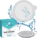 100 Pack Disposable Shower Drain Hair Catcher Mesh Stickers - Peel & Stick Drain Strainers to Prevent Clogs, Strong Waterproof Adhesive, Mess-Free Disposable Drain Covers for Shower & Bathtub